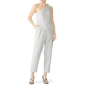 Greylin Charlie Jumpsuit One Shoulder t Stripe White XS